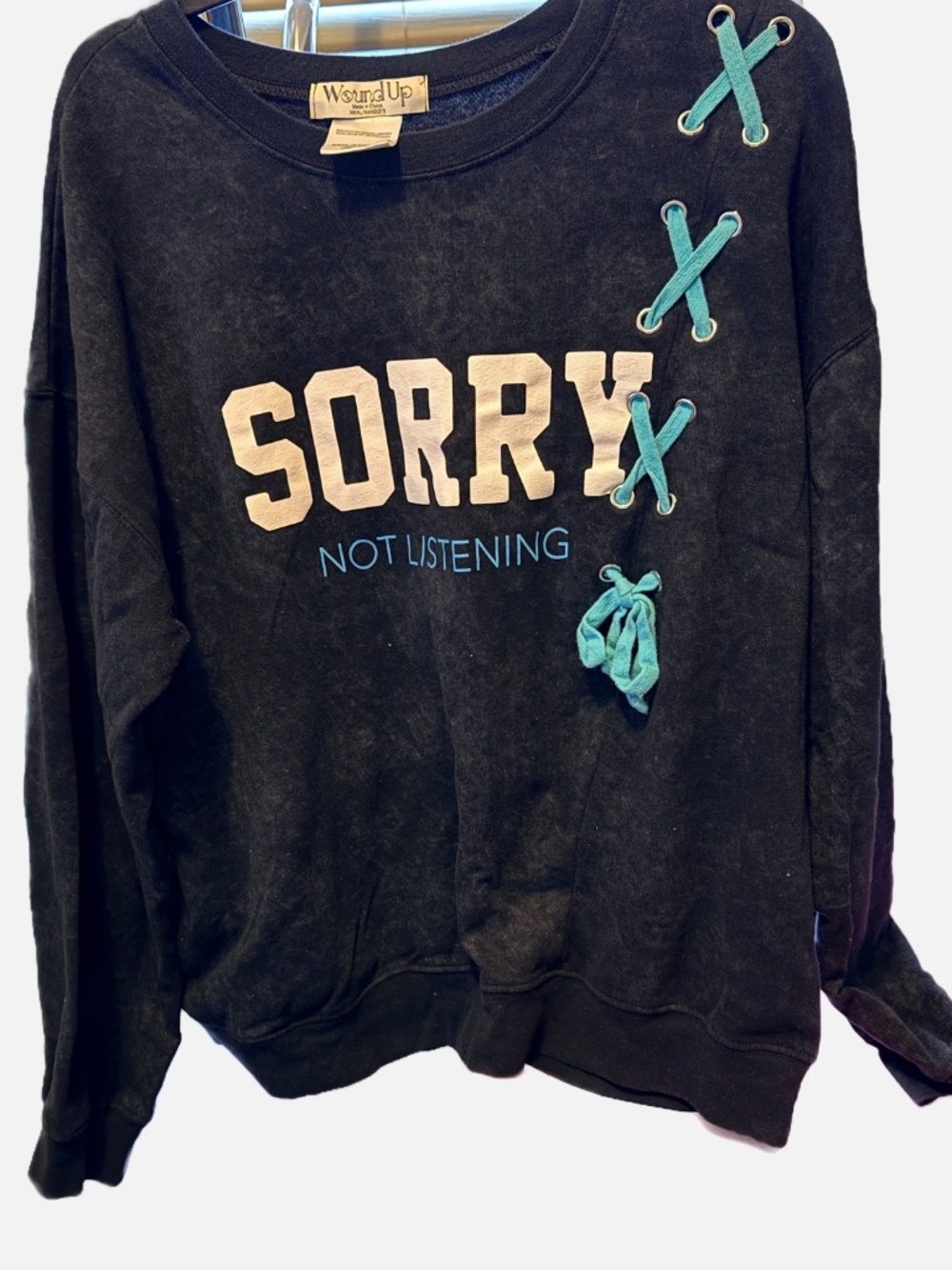 Wound up lace front sweatshirt